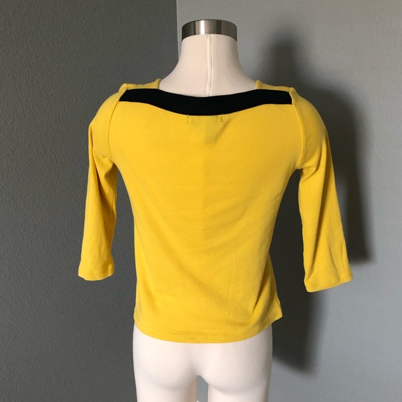 Lauren Ralph Lauren Vintage Yellow/Black Boat Neck Blouse - Picture 6 of 16